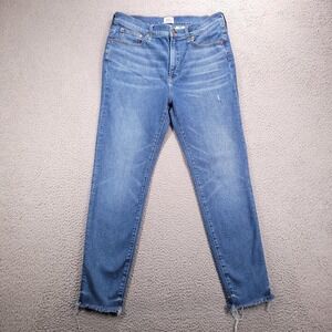 J CREW Jeans Size 31 Skinny Ankle 10" Toothpick Mid Rise Frayed Hem Denim